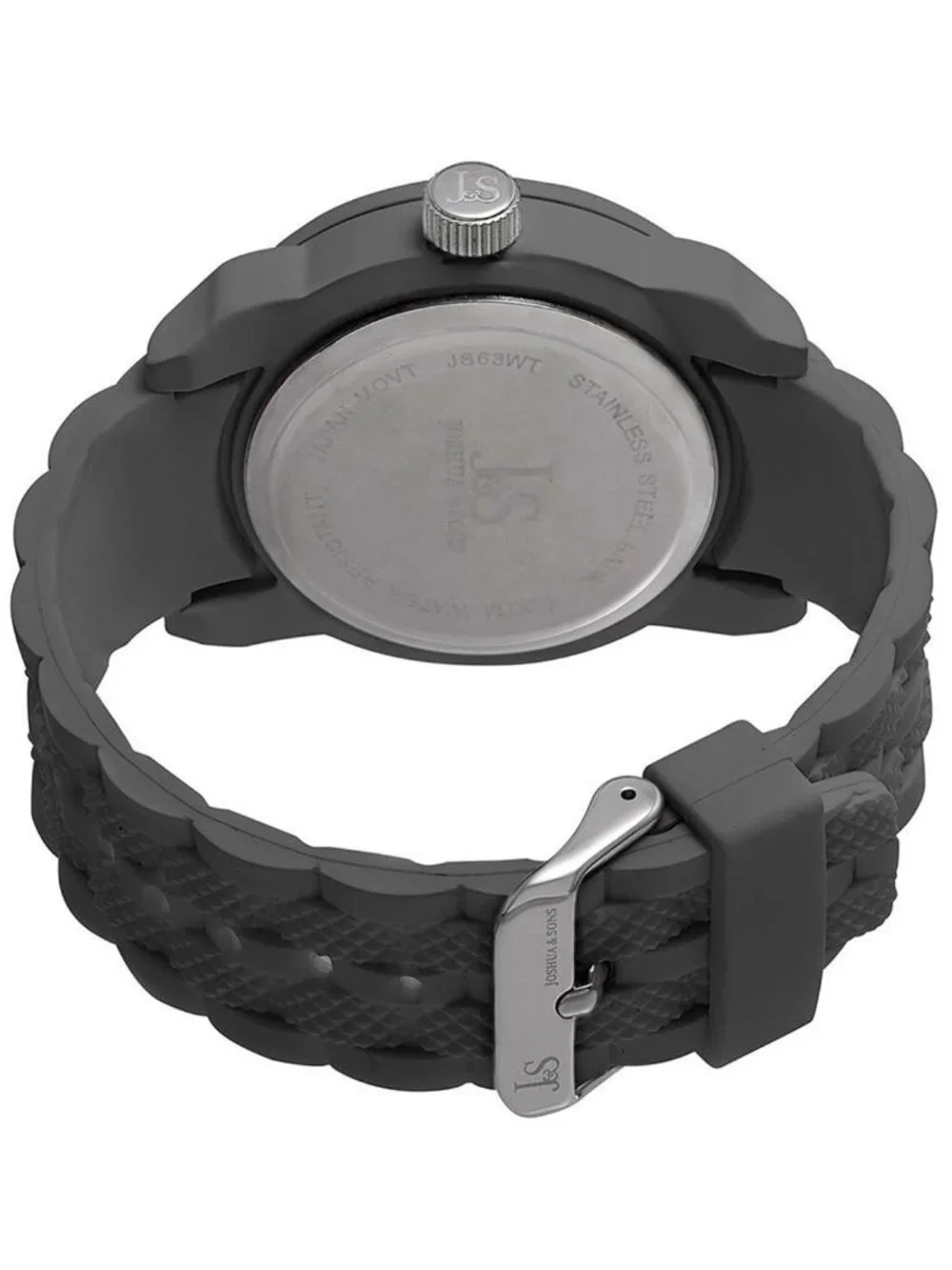 NWT Joshua And Sons Joshua & Sons Grey Dial Grey Silicone Men's Watch